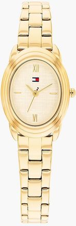 Tommy Hilfiger Womens 27MM Textured Oval Dial Dress Watch - Yellow