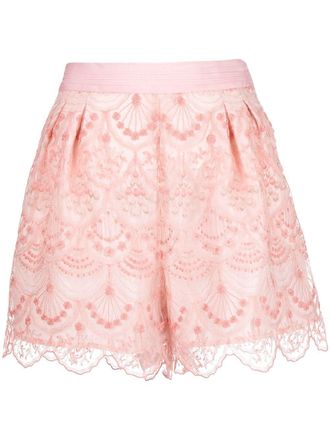 Shiatzy Chen art-deco lace shorts - women - Polyester/Polyamide - 40 - Pink