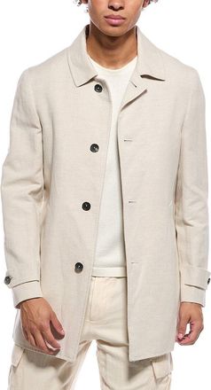 Isaia Linen-Blend Walking Coat