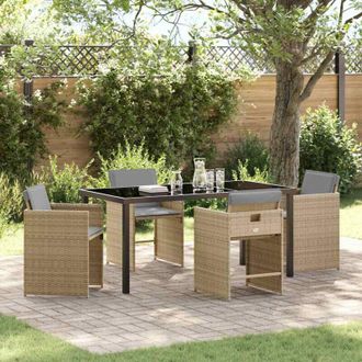 vidaXL Conjunto De Comedor De Jard&iacute;n Con Coj&iacute;n 5 Pcs Beige Polirat&aacute;n Vidaxl