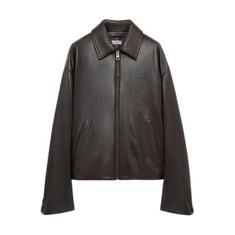 Loewe Jassen, Heren, Bruin, L, Leer, Zip-up Jacket
