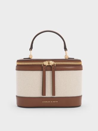 Charles & Keith Enola Canvas Top Handle Vanity Bag