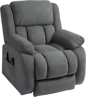 HOMCOM Homcom - Poltrona Massaggiante Alzapersona Con 2 Tasche E Telecomando Grigio