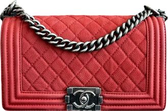 Chanel Red Calfskin Boy Bag