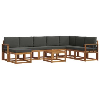 vidaXL Conjunto De Sof&aacute;s De Exterior 9 Pcs Natural Y Antracita Vidaxl