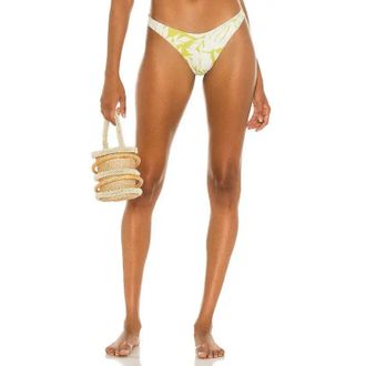 L*Space L*Space Cabana Bitsy Bikini Bottom Womens White Green Tropical Swimwear JZZ85
