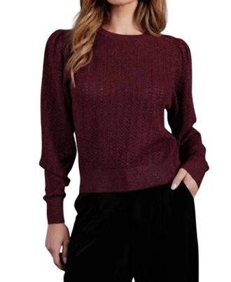 Bishop + Young Puff Sleeve Metallic Sweater In Sienna