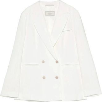 PESERICO Jassen, Dames, Wit, L, Leer, Blazer met dubbele rij knopen en piek revers