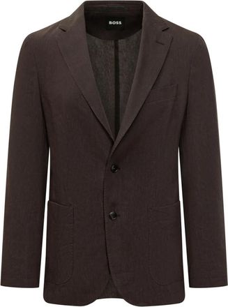HUGO BOSS Blazer met enkele knoopsluiting en opgestikte zakken - Heren - Blazers - Bruin - 2XL - Polyester - Jassen