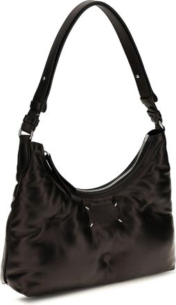 Maison Margiela Womens Small Glam Slam Hobo Shoulder Bag Black Lamb Ovis Aries