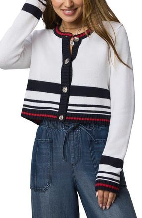 Splendid Sailor Stripe Cardigan in White/Navy/Rouge at Nordstrom, Size X-Large