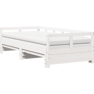 vidaXL Vidaxl - Sof&aacute; Cama Nido Con Colchones Madera Maciza Pino Blanca 90x200cm