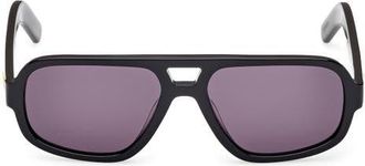 adidas 55MM Navigator Sunglasses in Shiny Black /Smoke at Nordstrom