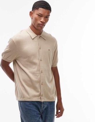Tommy Hilfiger Camicia giacca in cotone beige-Neutro