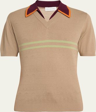 Dries Van Noten Mens Contrast-Trim Knit Polo Sweater