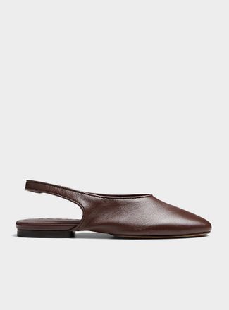 SOEUR Womens Emmett chocolate brown leather strapped ballet flats Women