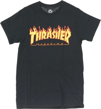 Thrasher Flame Tee Zwart/Geel Korte Mouw T-shirt - Heren - T-shirts - Zwart - S - Tops