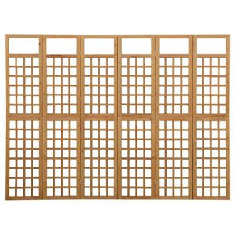 Berkfield Home 6-Panel Room Divider/Trellis Solid Fir Wood 242.5x180 cm in Brown