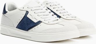 Fred Perry Mens Fred Perry B4 Textured Leather/Suede Mens Porcelain/Blue Trainers - White - Size: 10