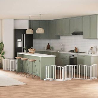 vidaXL Puerta De Perros Plegable 10 Paneles Madera &Aacute;lamo Blanca 800 Cm Vidaxl