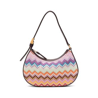 Missoni Shoulder Bags, female, Multicolor, Size: ONE SIZE Mini Zigzag-knit Leather-trim Shoulder Bag