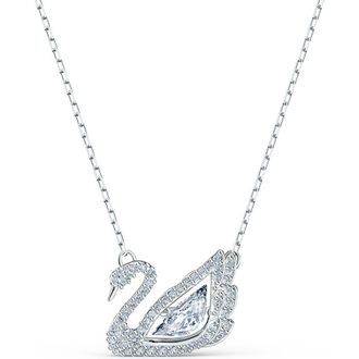 Swarovski Crystal Swan Pendant Necklace in White/Silver at Nordstrom