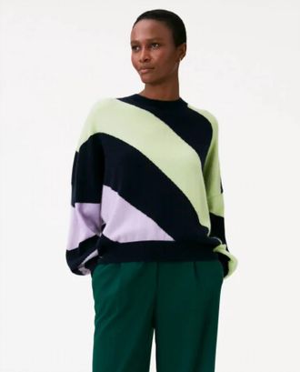 Brodie Harley Sweater In Lime/black Stripe