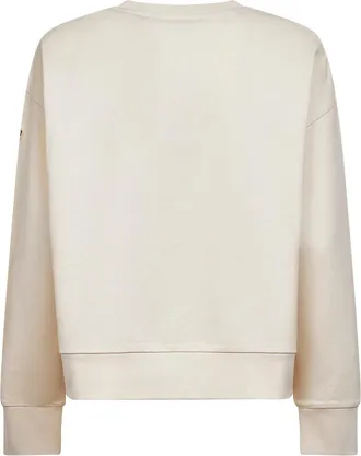 Moncler Womens Ivory Cotton Embroidered Logo Sweatshirt Sweatshirts Sweater