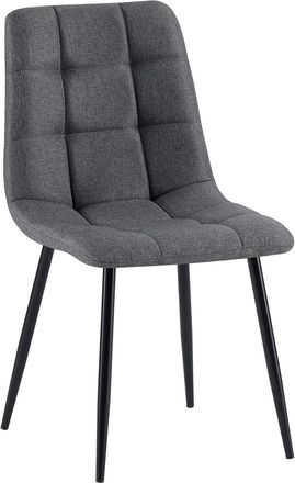 Clp Silla de comedor con patas de metal y asiento de Tela Gris oscuro
