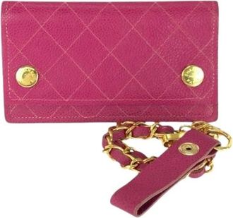 Chanel Pre-owned Mini Bags, female, Pink, Size: ONE SIZE Pre-owned Caviar Long Wallet