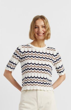 Chinti and Parker Cotton Chevron Stitch T-Shirt in Navy at Nordstrom, Size X-Large