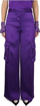 Versace Silk Cargo Pants - Dames - Wijde Broeken - Paars - M - Broeken