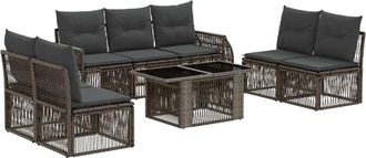 vidaXL Conjunto De Sof&aacute;s De Jard&iacute;n 8 Uds. Gris Y Gris Oscuro Vidaxl