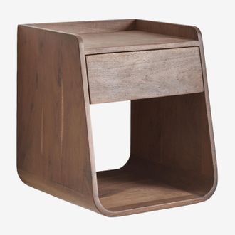 Sklum Pack De 2 Mesitas De Noche Flotantes 35x35 Cm En Madera De Acacia Berigem Sklum