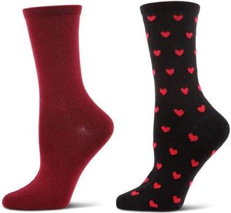 MeMoi Assorted 2-Pack Crew Socks in Burgundy at Nordstrom, Size 9