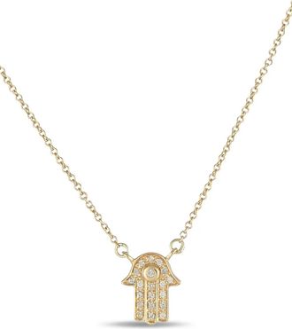 Luxury Bazaar Collana Hamsa in oro 14 carati con diamanti