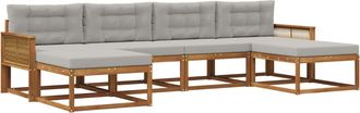 vidaXL Conjunto De Sof&aacute;s De Exterior 6 Uds. Natural Y Gris Claro Vidaxl