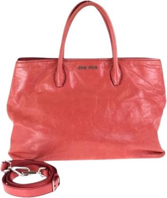 Miu Miu Pre-owned Tote Bags, female, Pink, Size: ONE SIZE Pre-owned Leather handbags