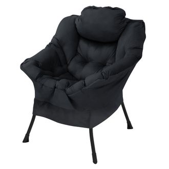 ML Design Ml-design - Sill&oacute;n De Sal&oacute;n, Negro Asiento Reclinable De Comedor Con Reposabrazos Y Bolsillo Lateral Dise&ntilde;o Ergon&oacute;mico Sof&aacute; De Tv Con Almohada Mueble 