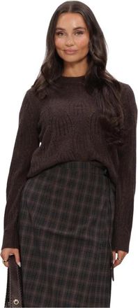 Object Objarona L/S RE Knit Pullover - Dames - Ronde hals truien - Bruin - M - Truien & Vesten