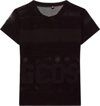GCDS Mesh Jersey T-shirt - Dames - T-shirts - Zwart - XL - Tops