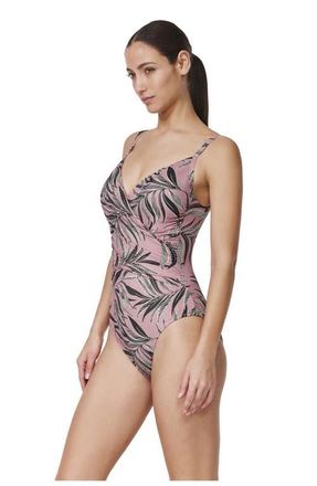 Gottex La Palm Surplice One Piece in Dusk-Pink at Nordstrom, Size 14