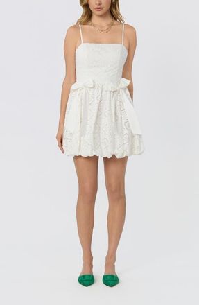 ASTR the Label Aislinn Eyelet Bubble Hem Minidress in White at Nordstrom, Size X-Large