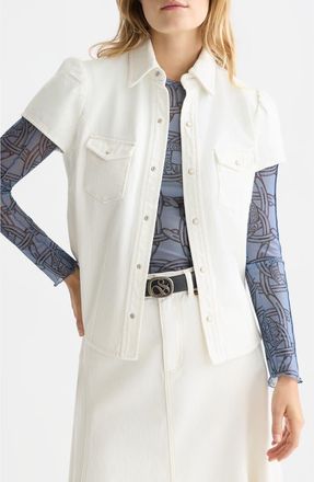 Scotch & Soda Puff Shoulder Denim Shirt in Stardust White at Nordstrom, Size X-Small