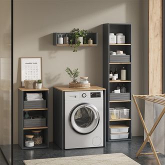 Vicco Conjunto De Muebles De Ba&ntilde;o Viktor, Antracita/roble Dorado, 4 Piezas, Vicco