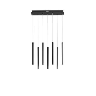Luce-Ambiente-Design Led Suspension Pype with 7 Black Metal Pendants, Cct