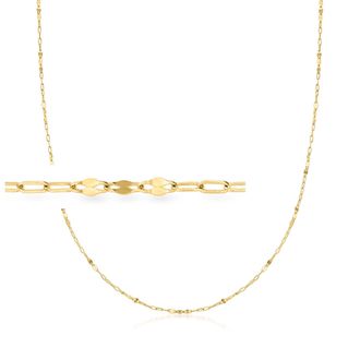 Ross-Simons Italian 10kt Yellow Gold Alternating Lumachina and Paper Clip Link Necklace