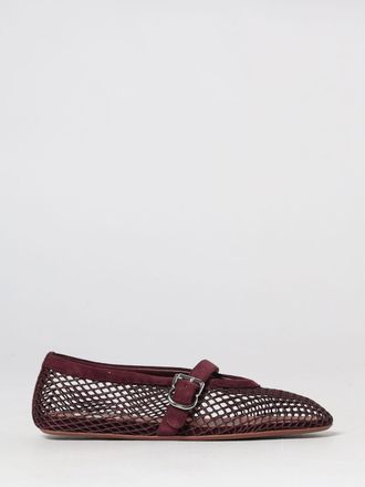 Alaia Mesh and Leather Mary Jane Ballet Flats with Adjustable Strap