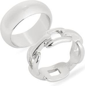 Leith Set of 2 Assorted Rings in Silver at Nordstrom Rack, Size Small/medium