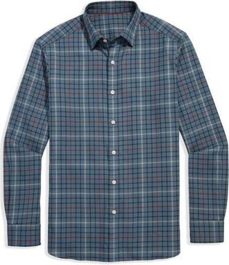 Vineyard Vines Madaket Tattersall Tech Twill Button-Up Shirt in Balsam at Nordstrom, Size Small